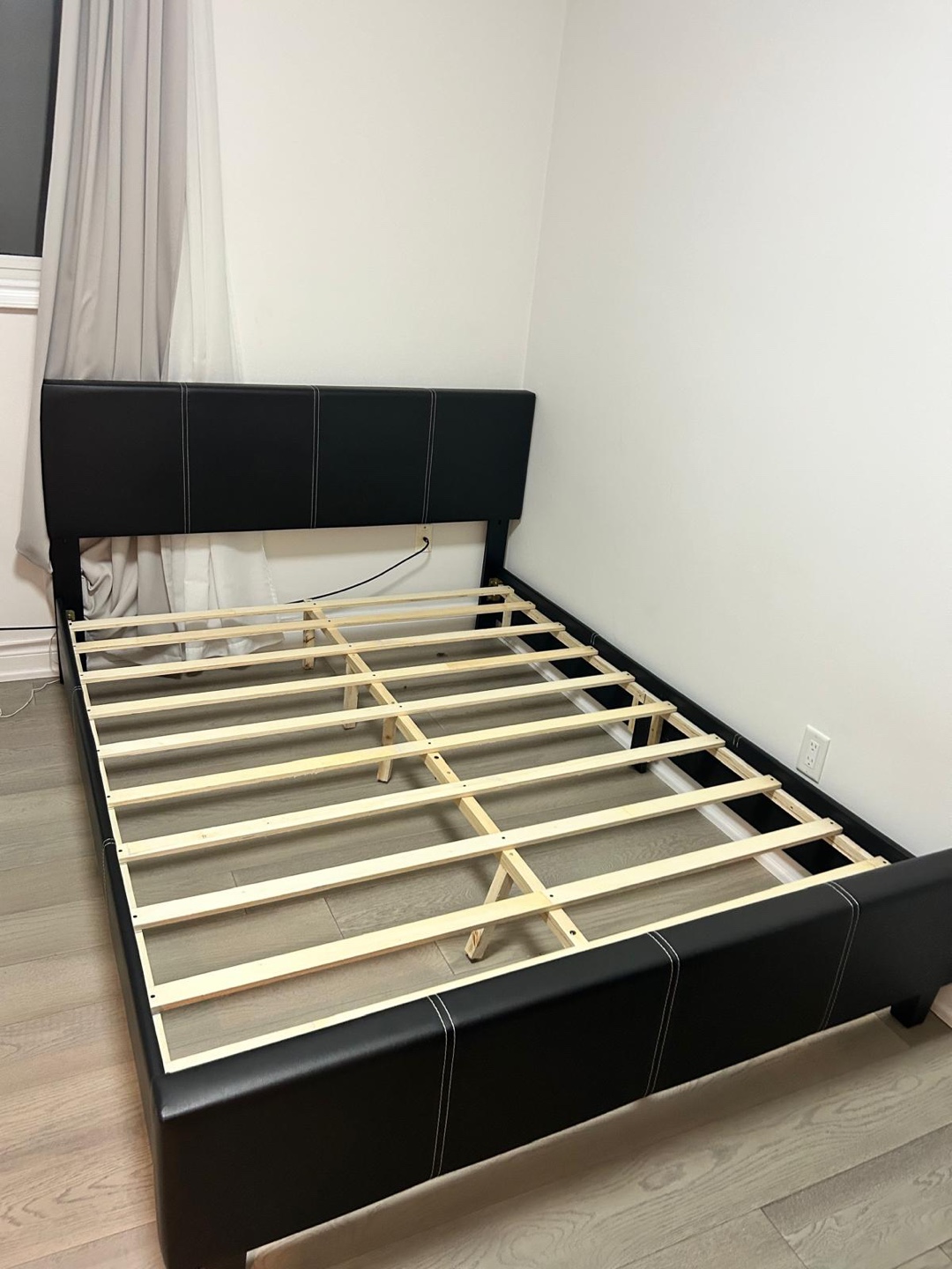 Queen Size Black Faux Leather Bed Frame
