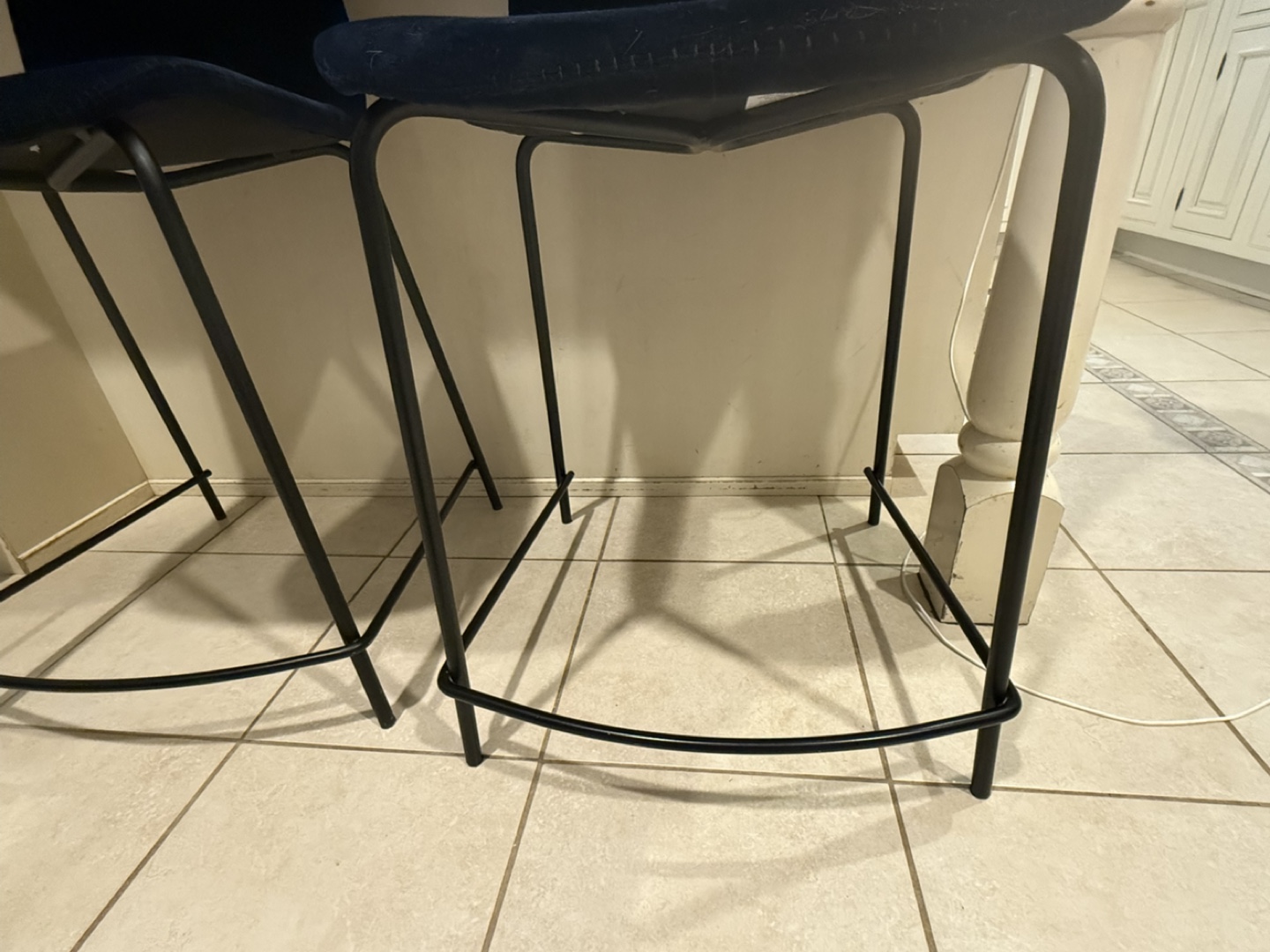 Pair of Navy Velvet CB2 Counter Stools - photo 3