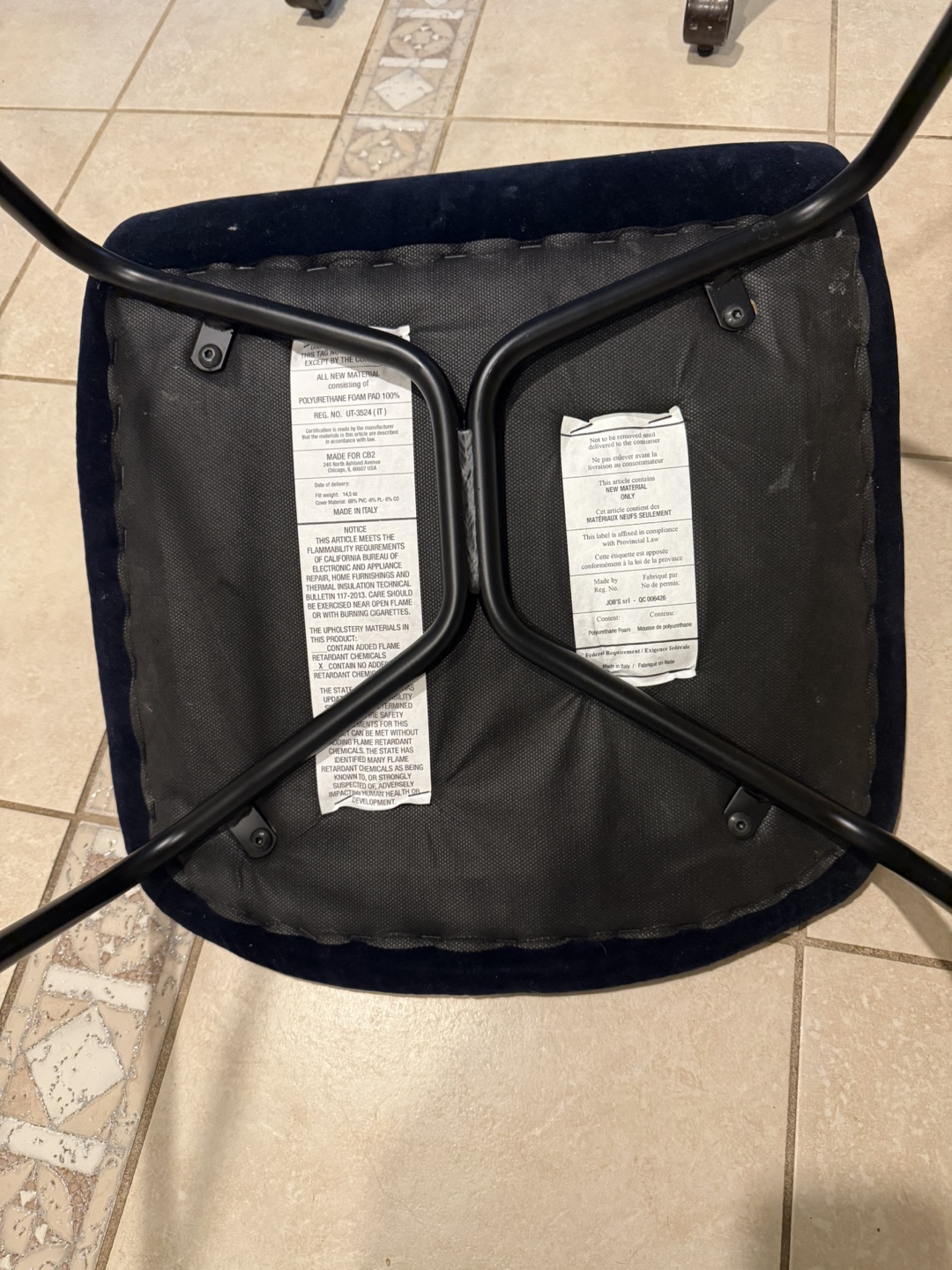Pair of Navy Velvet CB2 Counter Stools - photo 5