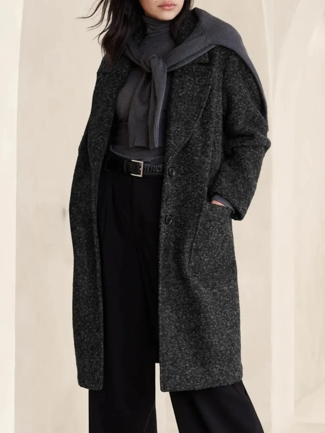 Banana Republic Knit Cocoon Coat - Black image indicator(9)