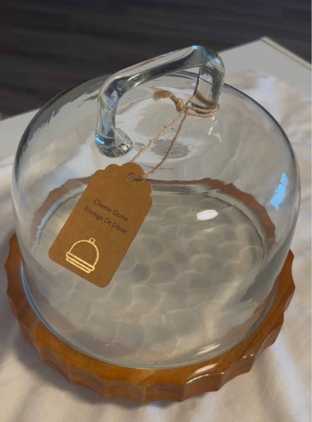New Wooden Cheese Board w/ Glass Dome Cover - 8.5” Diameter thumbnail