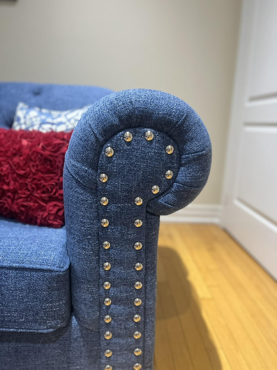 Moving Sale! Blue Sofa Set with Nailhead Trim/ Couch - photo 3