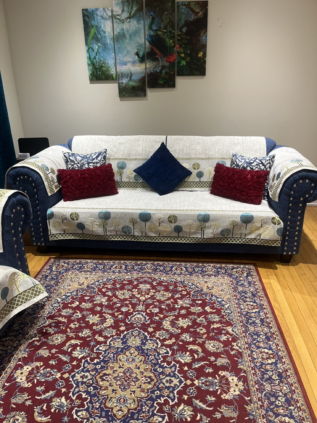 Moving Sale! Blue Sofa Set with Nailhead Trim/ Couch - photo 4