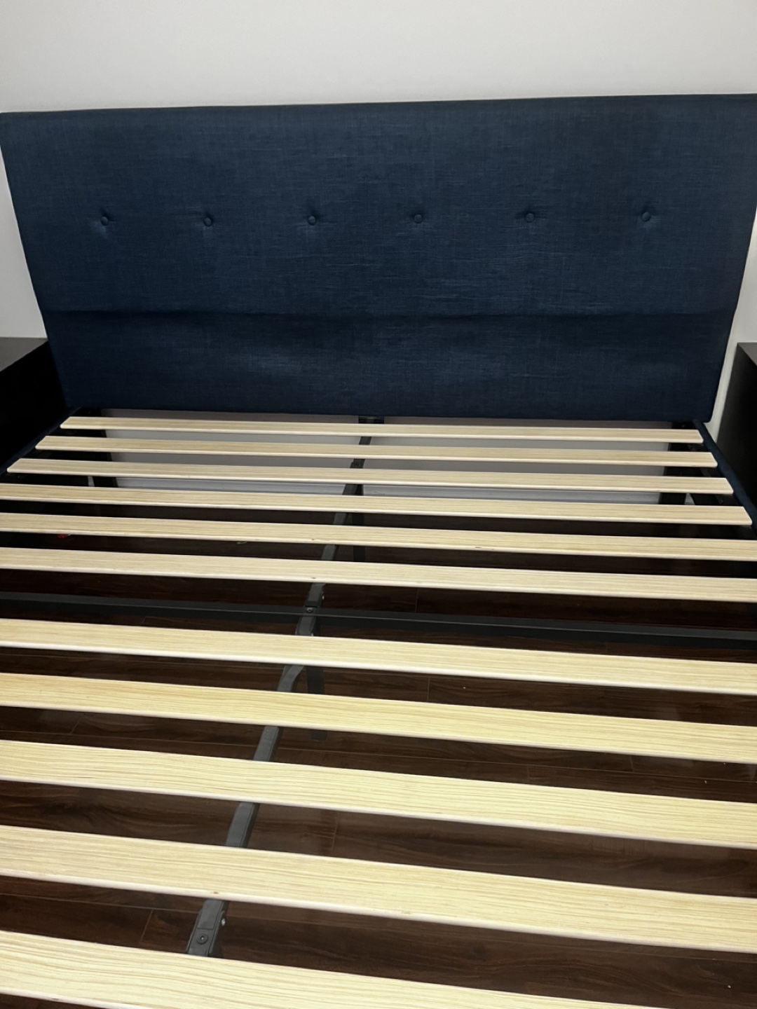 King Size Upholstered Bed Frame - Dark Blue - photo 2