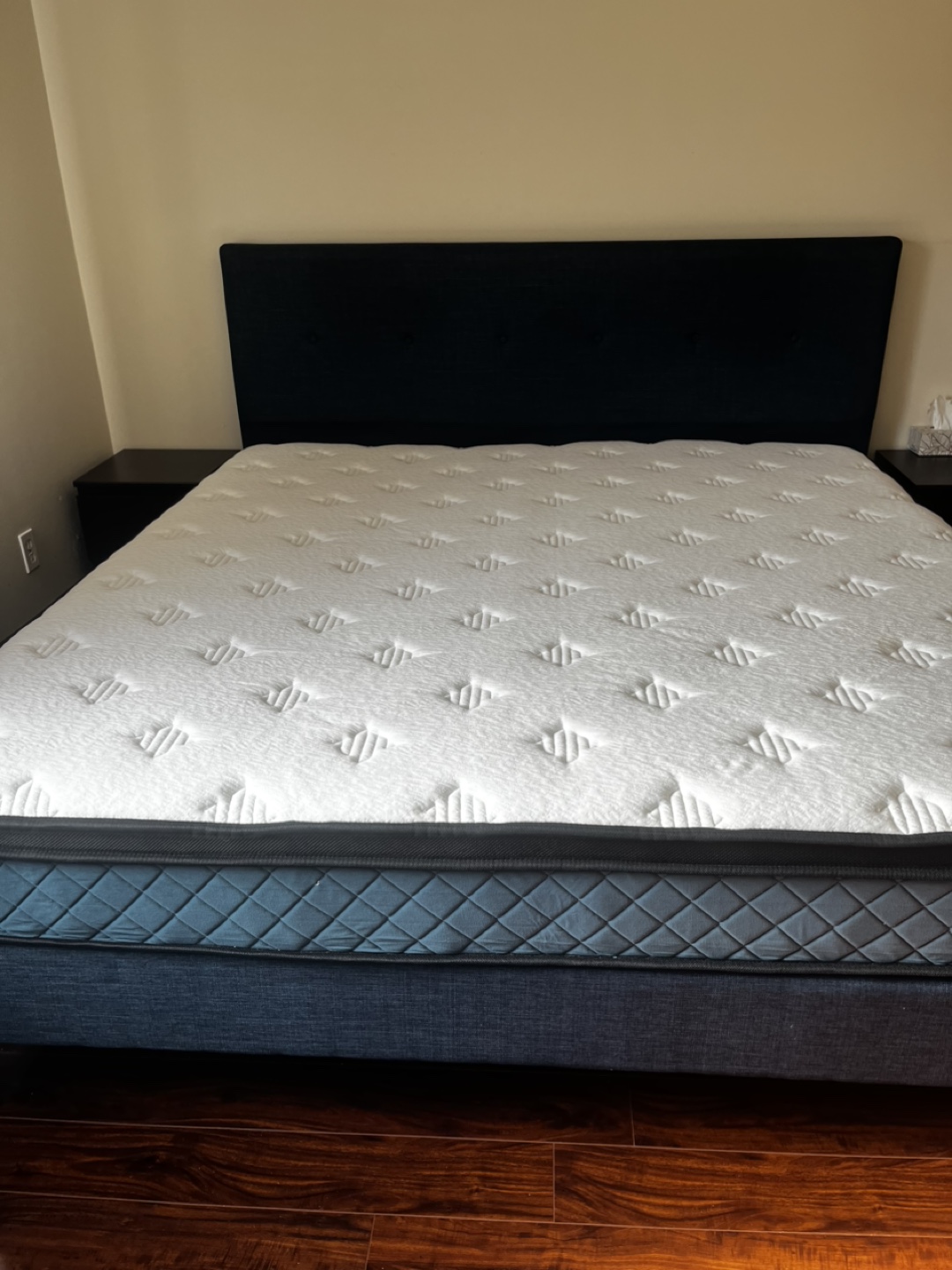 King Size Upholstered Bed Frame - Dark Blue - photo 5