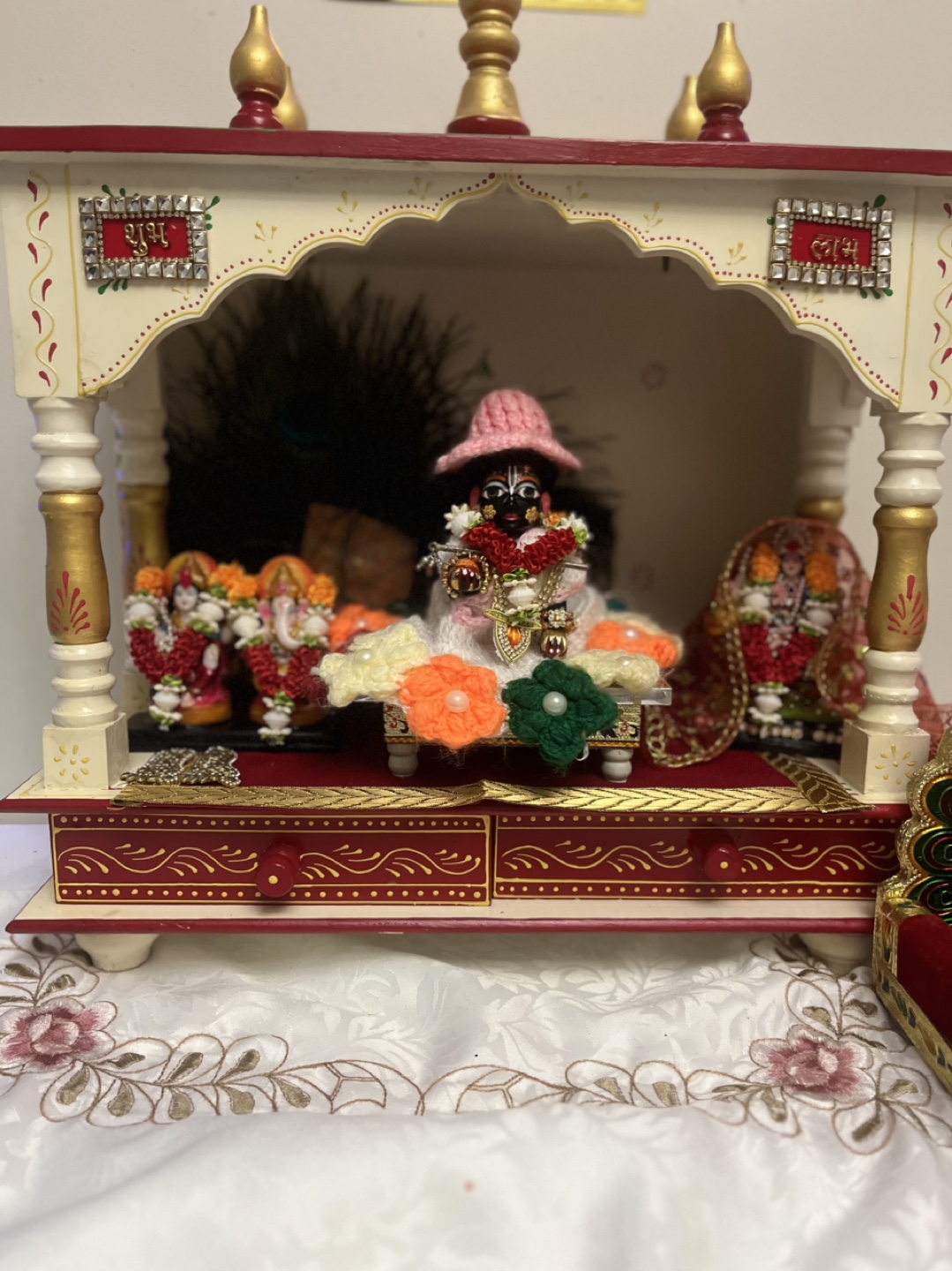 Hand painted wooden Pooja temple - photo 3