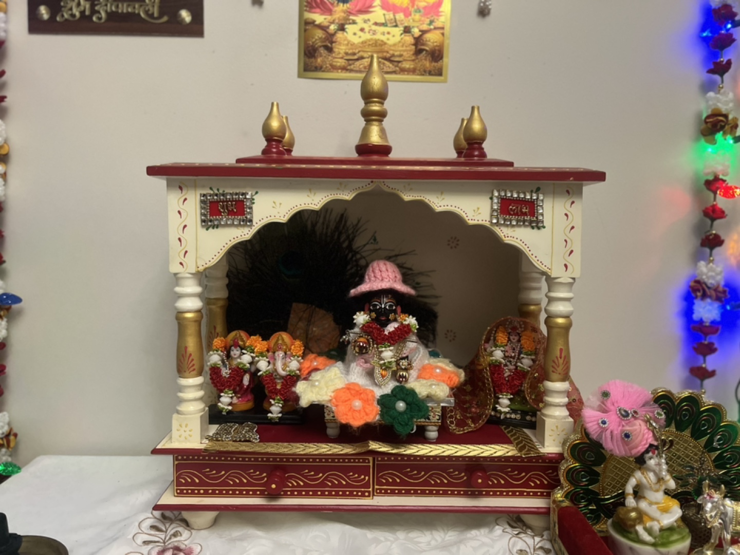 Hand painted wooden Pooja temple