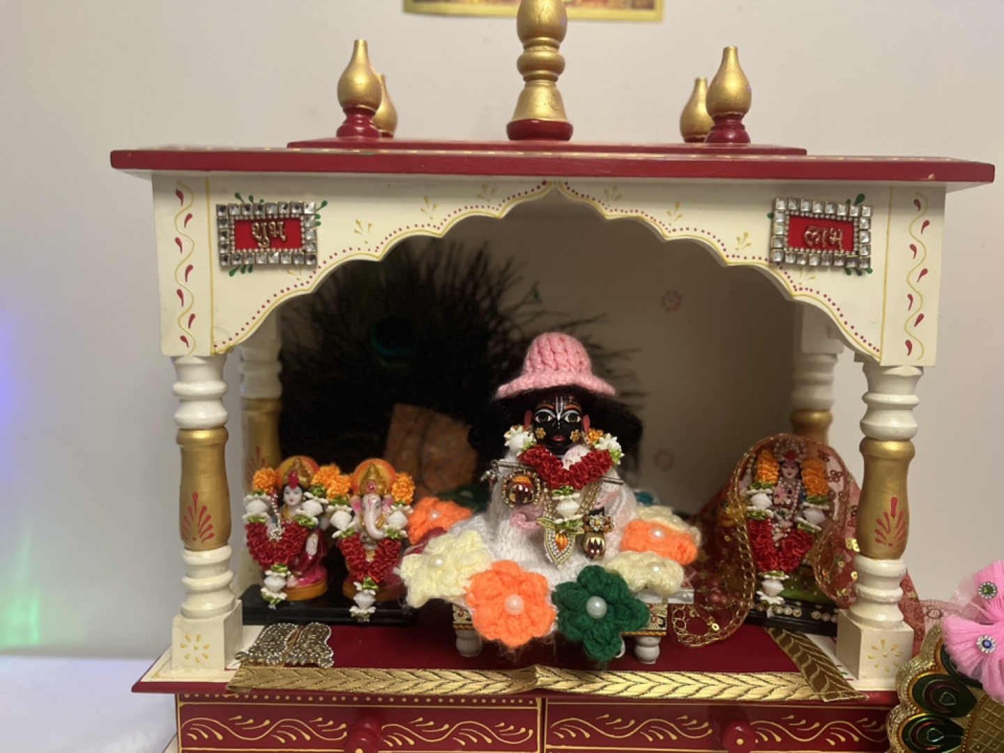 Hand painted wooden Pooja temple - photo 2