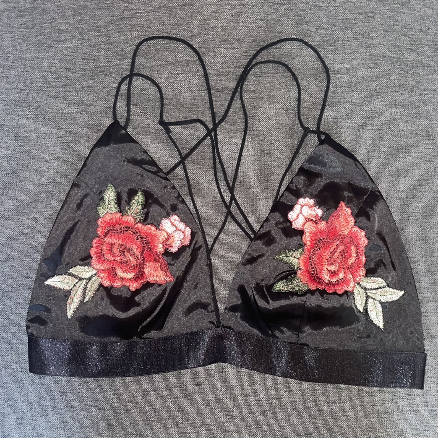 NWOT • Black Floral Embroidered Bralette