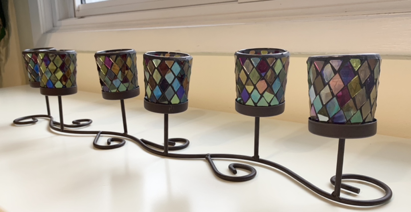 Six-Piece Mosaic Glass Votive Candle Holder Set - photo 5