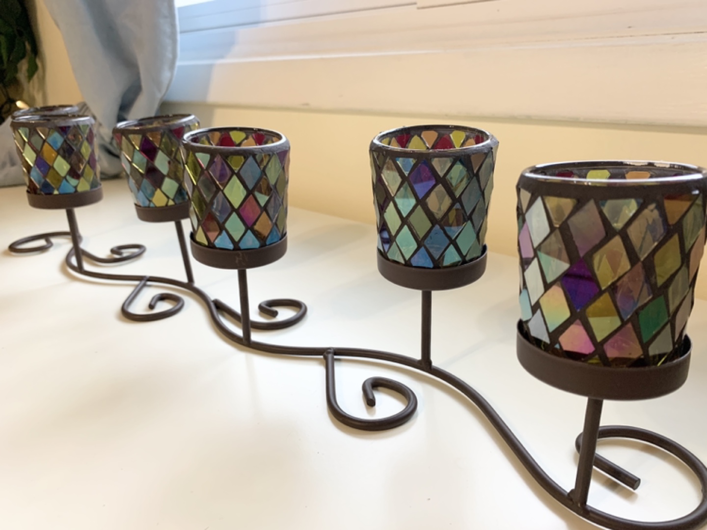 Six-Piece Mosaic Glass Votive Candle Holder Set - photo 2