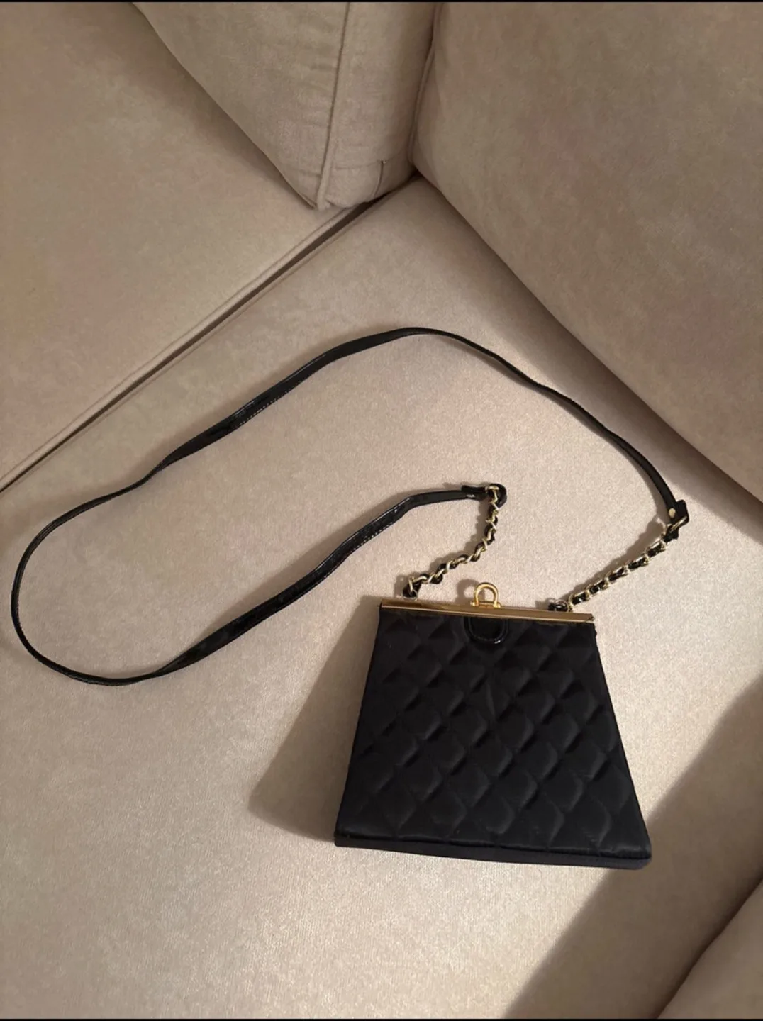Black Quilted Mini Crossbody Bag thumbnail