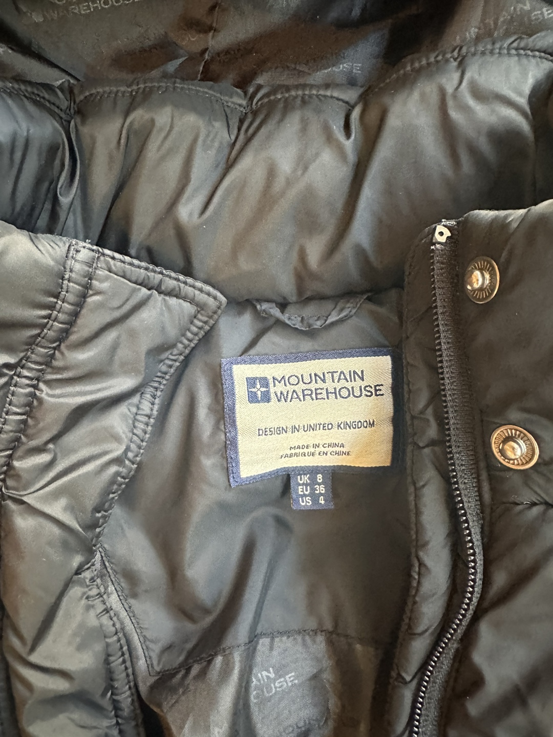 Women's Mountain Warehouse Black Puffer Coat Size 8 - photo 2