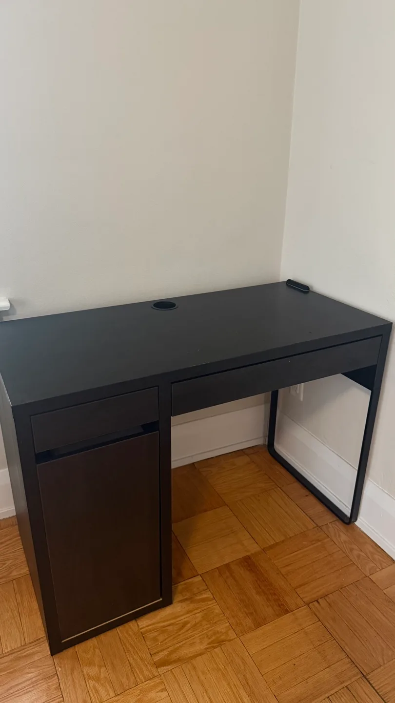 Black Desk with Drawer and Cabinet