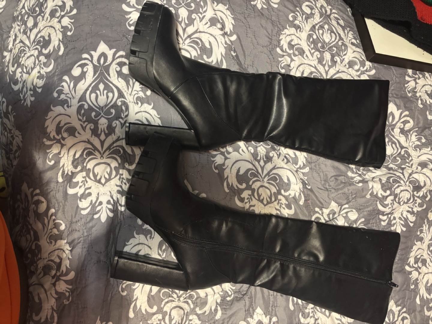 Black Knee-High Chunky Platform Boots