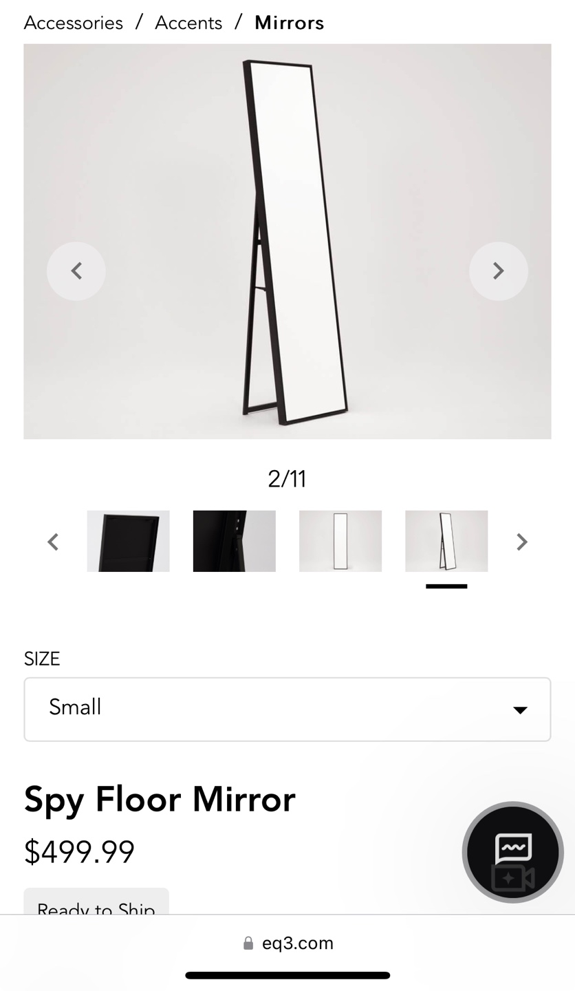 Full-Length Spy Floor Mirror - Black Frame - photo 2