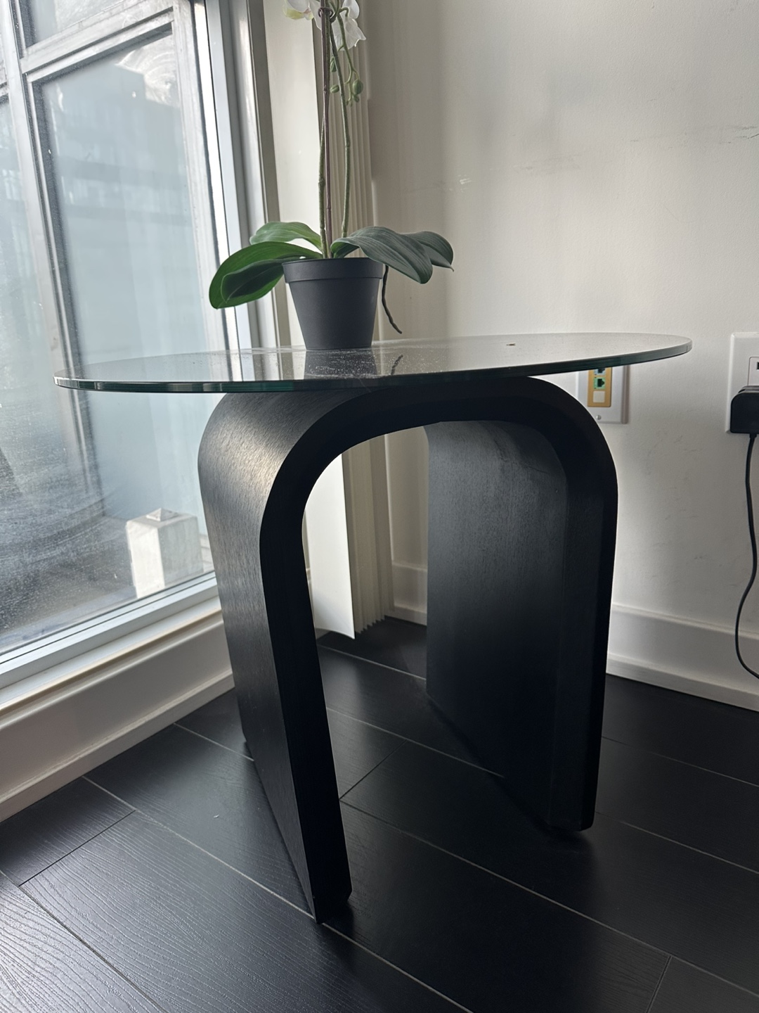 Modern, Black, Wooden, Side Table with Glass Top - photo 2