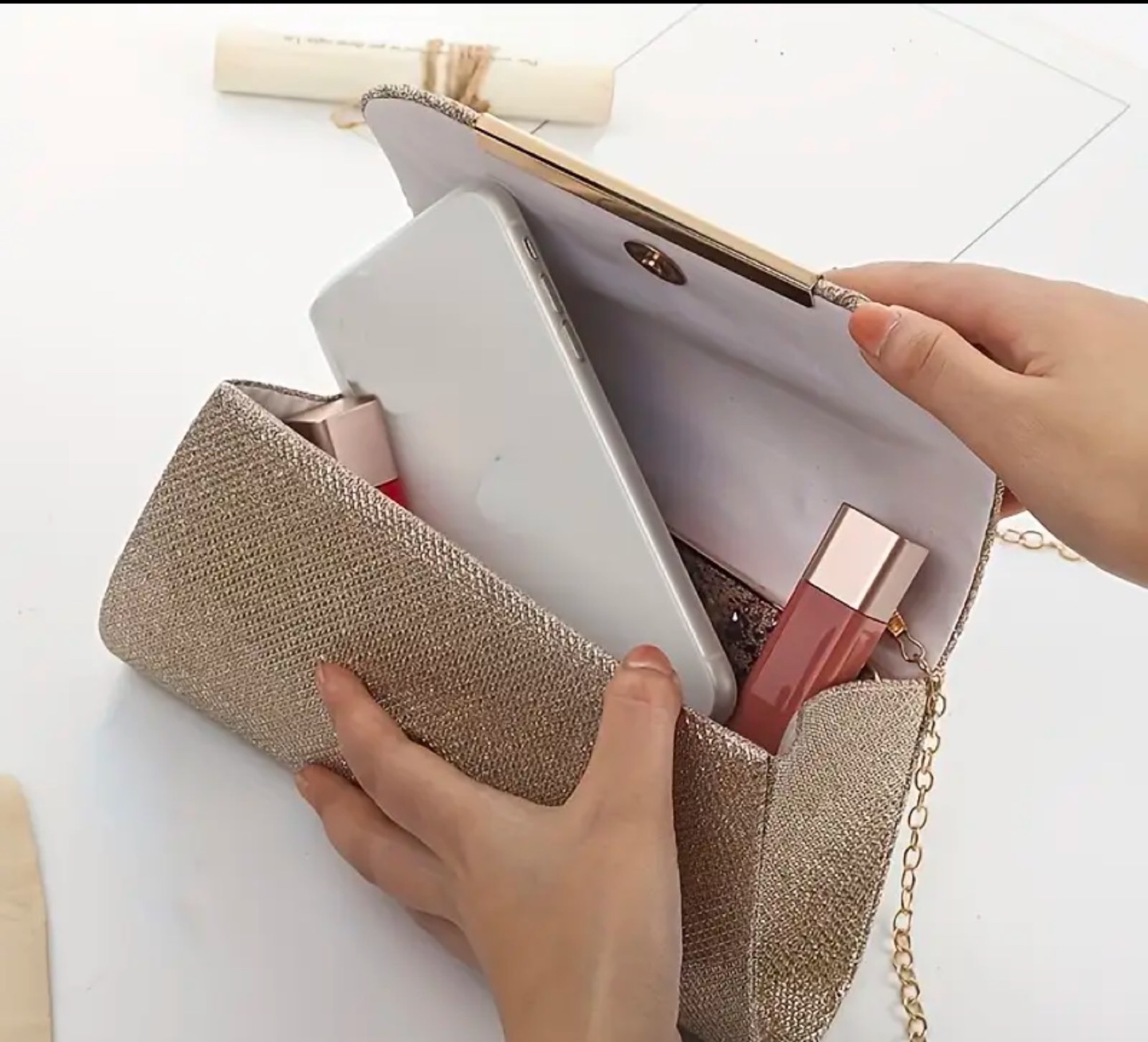 Gold Glitter Clutch Purse Evening Bag - photo 4