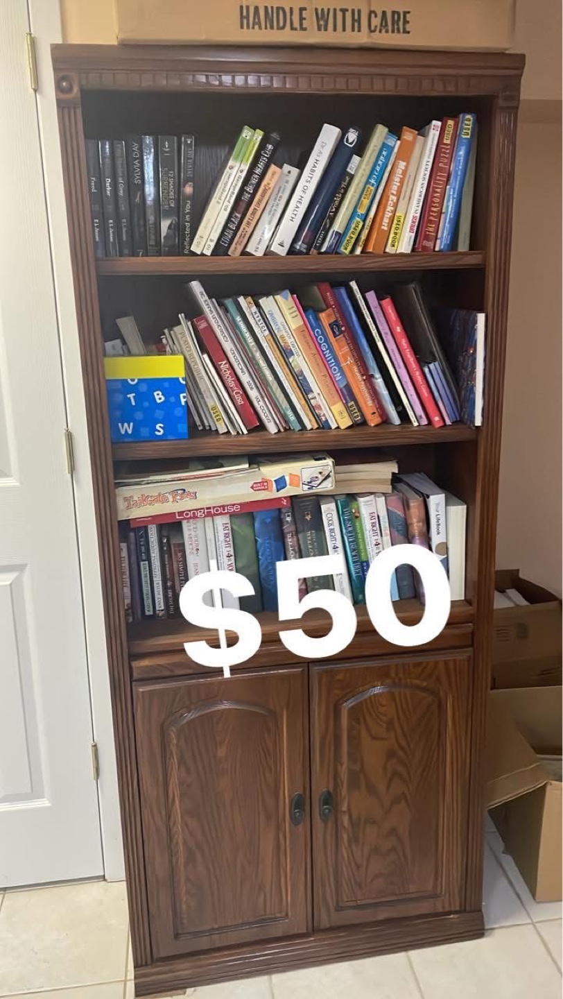 Wooden Bookcase with Cabinets