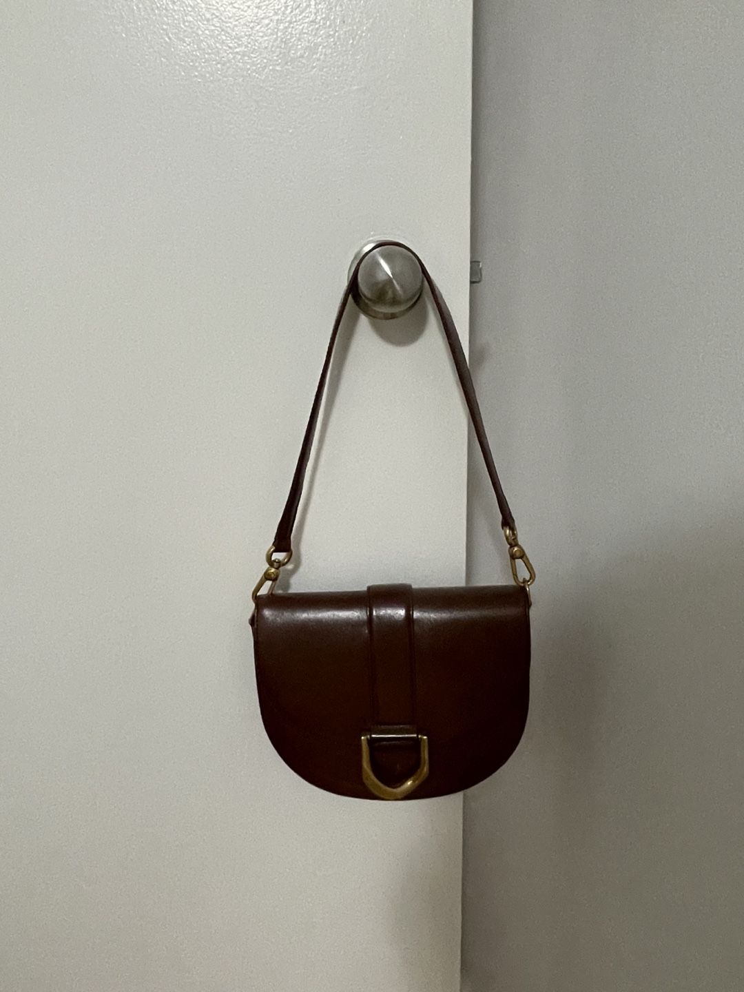 Charles & Keith Gabine Leather Saddle Bag - Dark Brown - photo 3