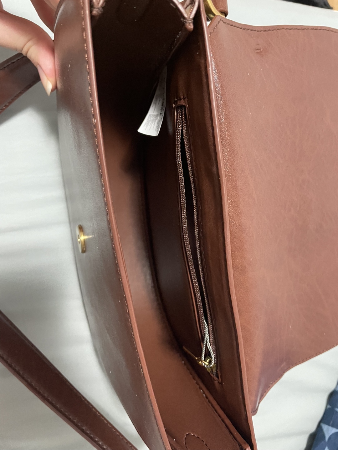 Charles & Keith Gabine Leather Saddle Bag - Dark Brown - photo 5