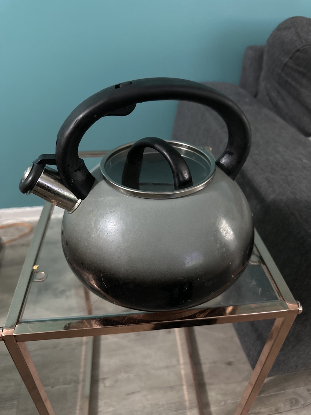 Grey stovetop kettle