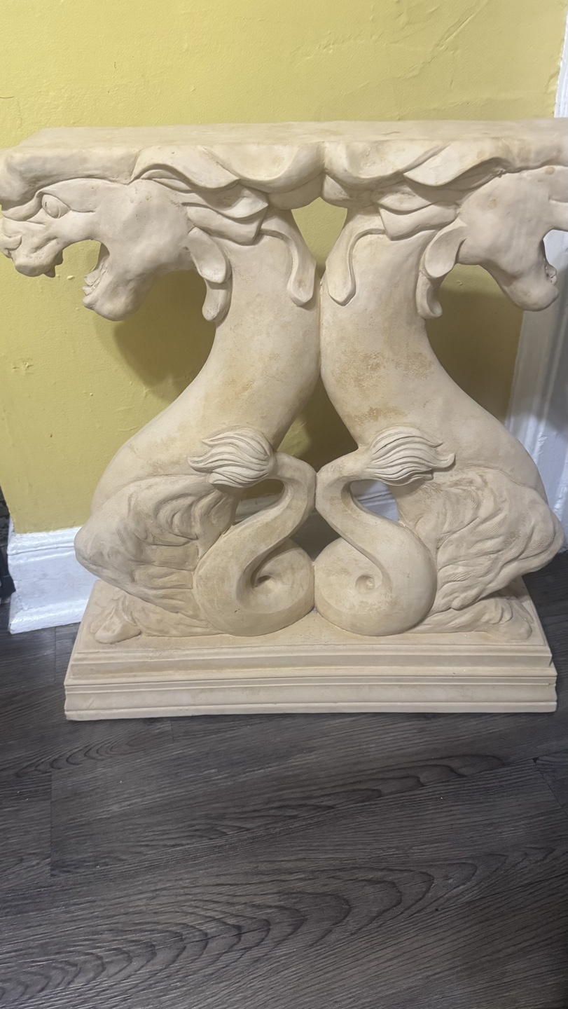 Unique double dragon stone table with glass - photo 2