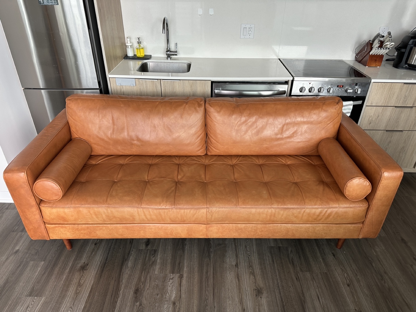 Mid-Century Modern Leather Sofa - photo 3