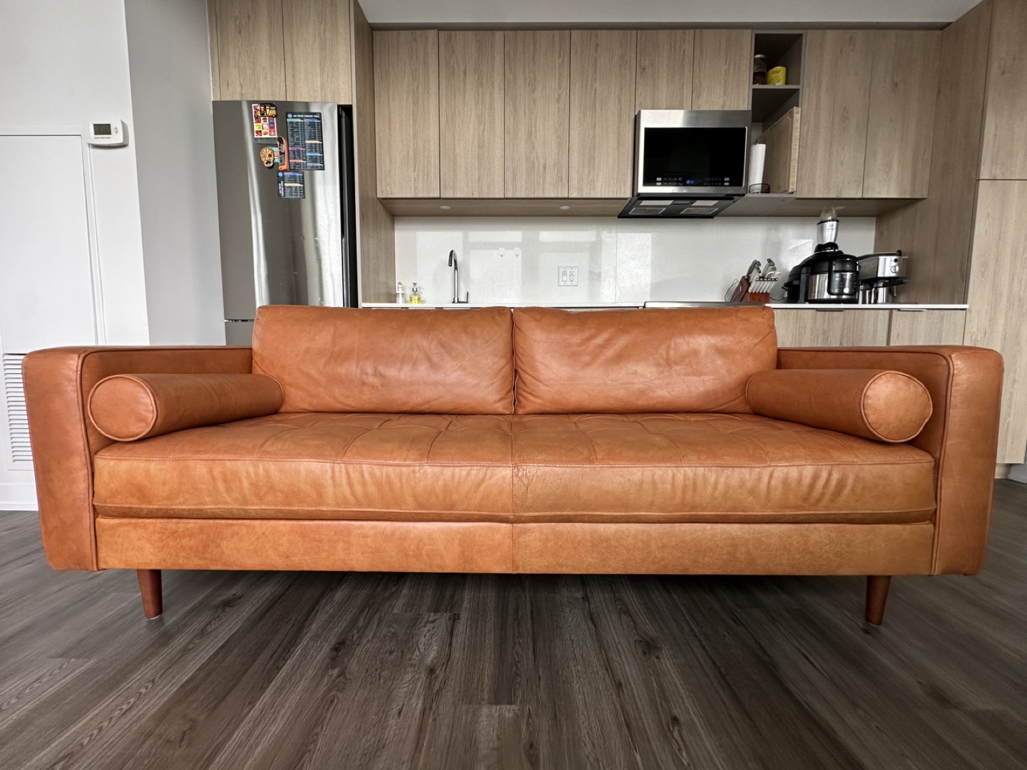 Mid-Century Modern Leather Sofa - photo 2