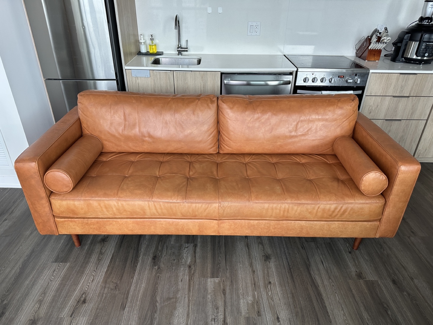 Mid-Century Modern Leather Sofa