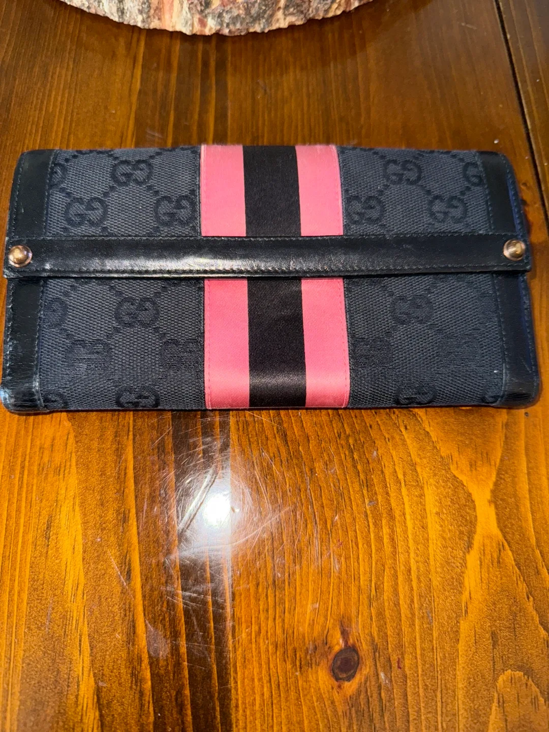 Gucci Black and Pink GG Canvas Wallet image indicator(2)
