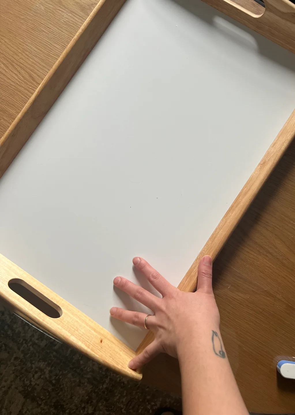 IKEA Wooden Serving Tray with White Insert image indicator(2)