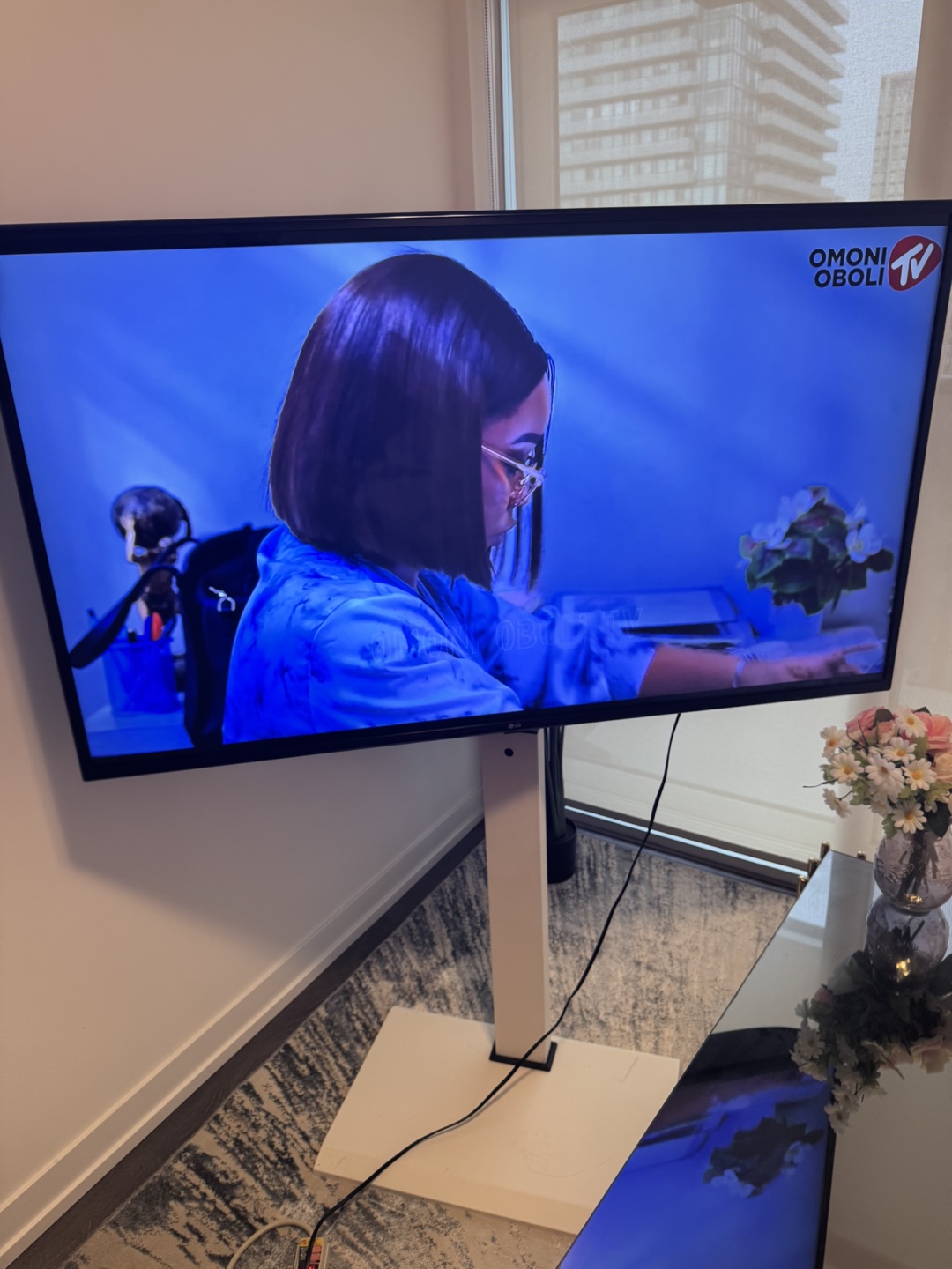 White TV Stand with Height Adjustment - photo 2
