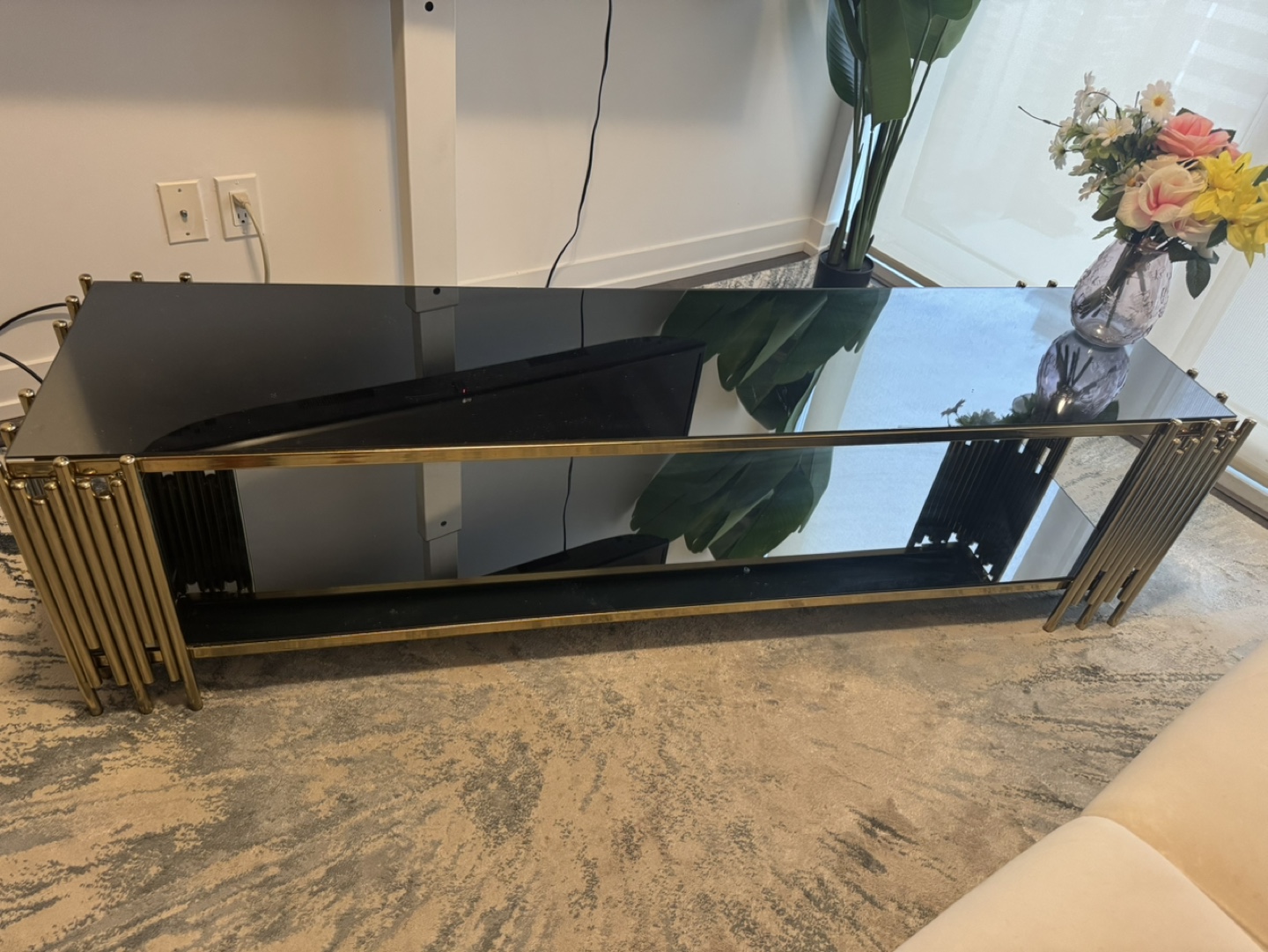 Modern Glass & Gold TV Stand