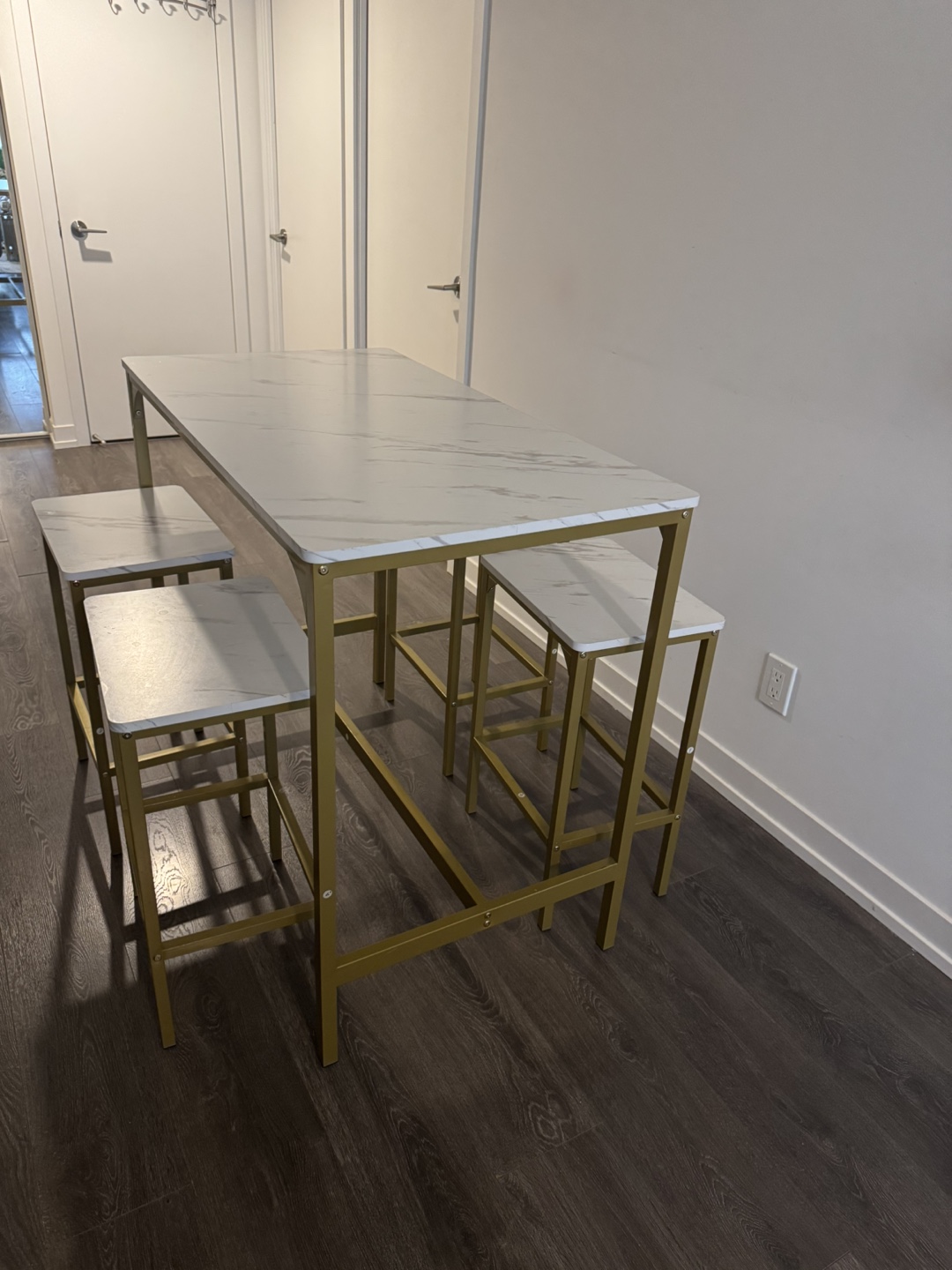 Gold and White Marble Kitchen Table Set