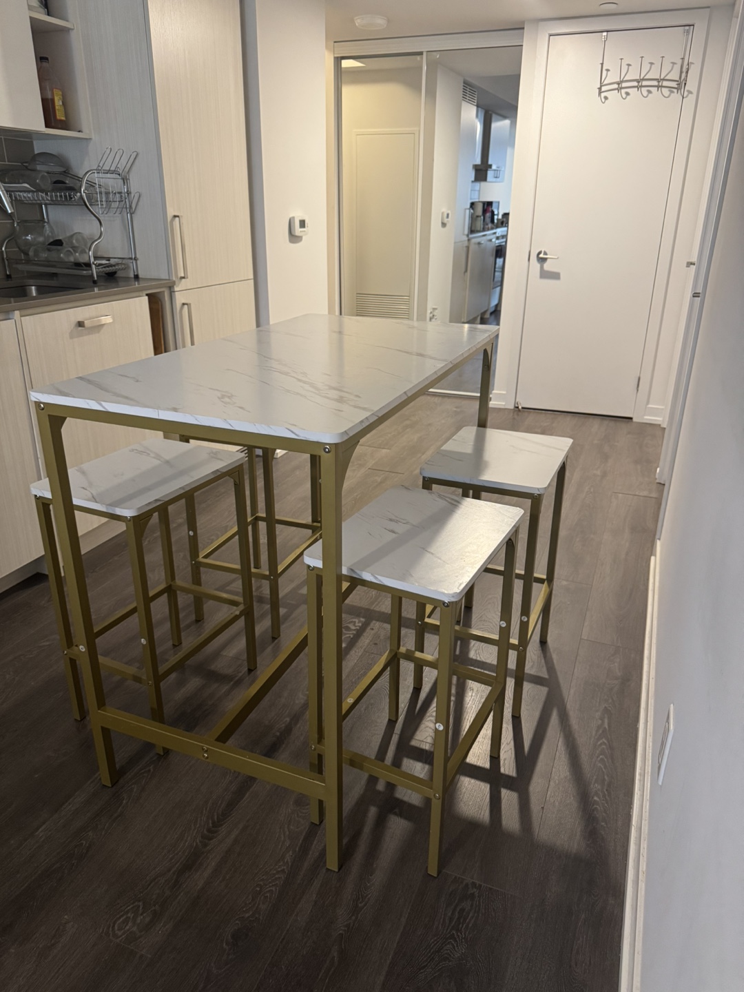 Gold and White Marble Kitchen Table Set - photo 2