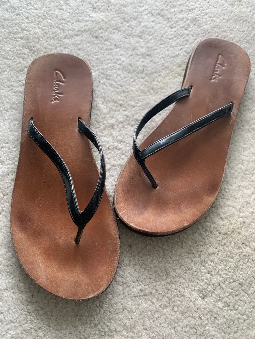 Clarks Leather brand new Flip Flops Vintage look image indicator(3)