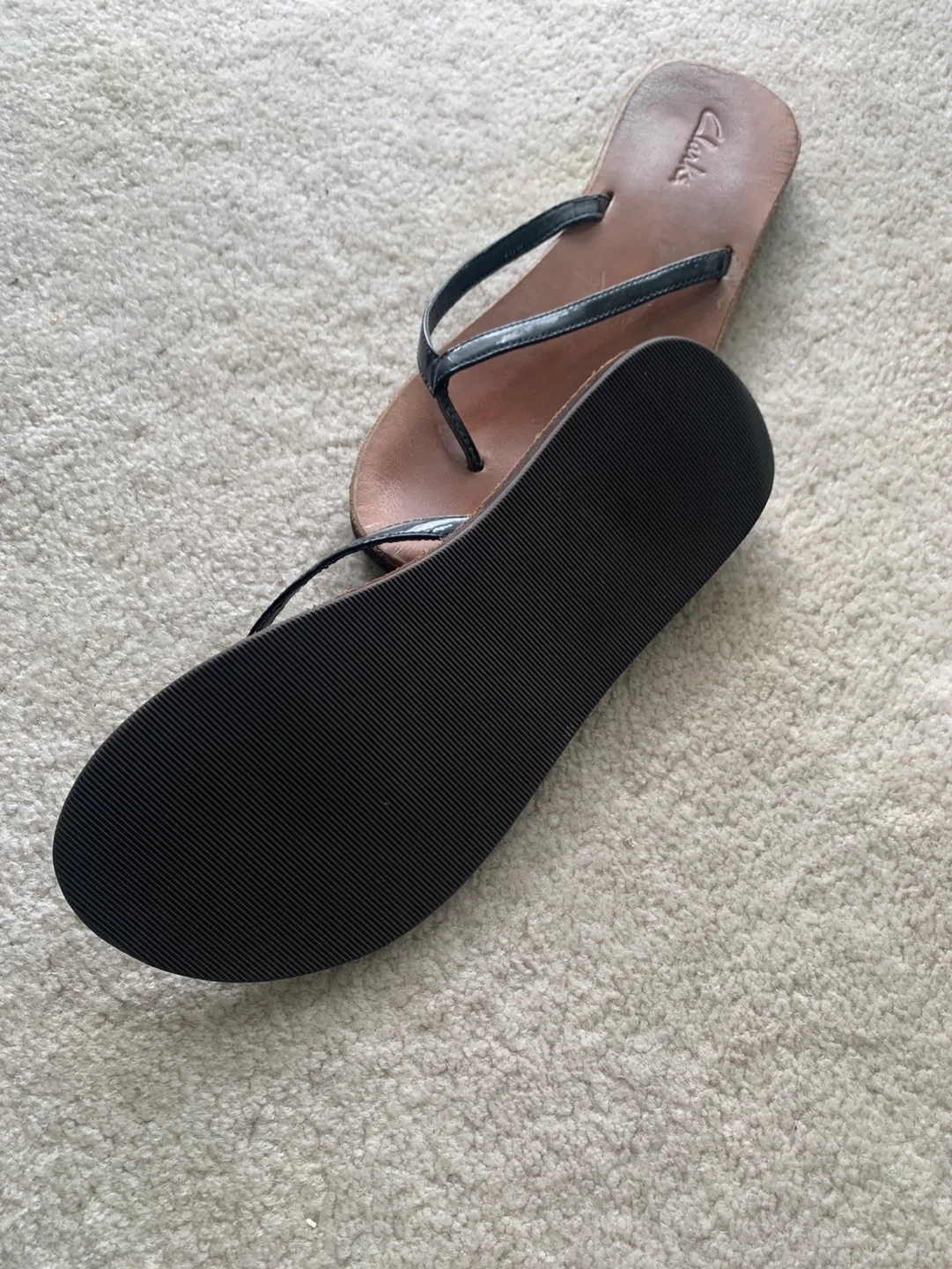 Clarks Leather brand new Flip Flops Vintage look image indicator(2)