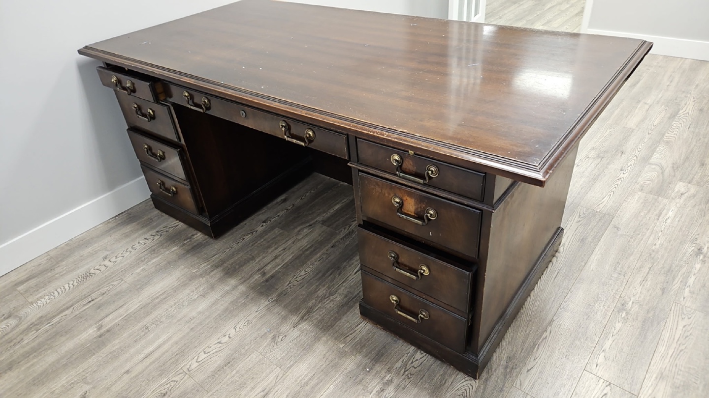 Vintage Large Executive Wooden Desk