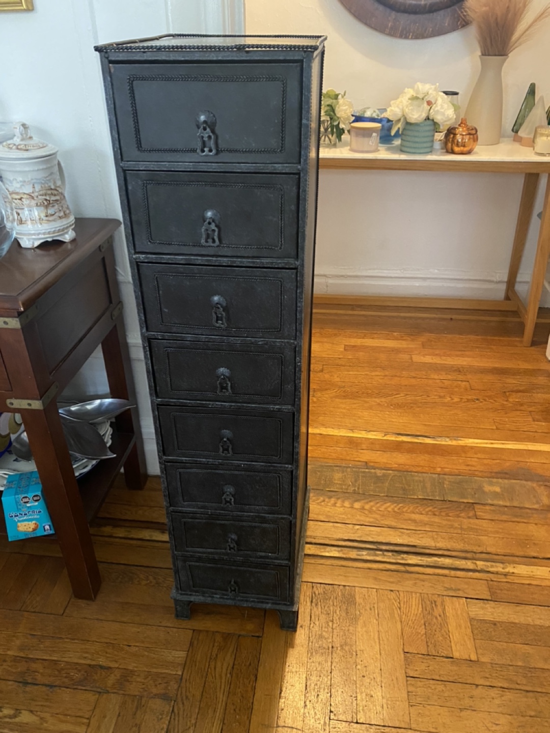 Tall Black Metal Drawer Cabinet