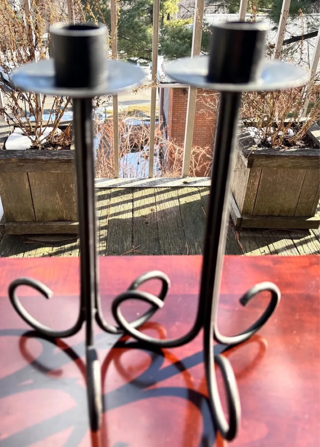 Vintage Wrought Iron Taper Candle Holders, Set of 2 image indicator(2)