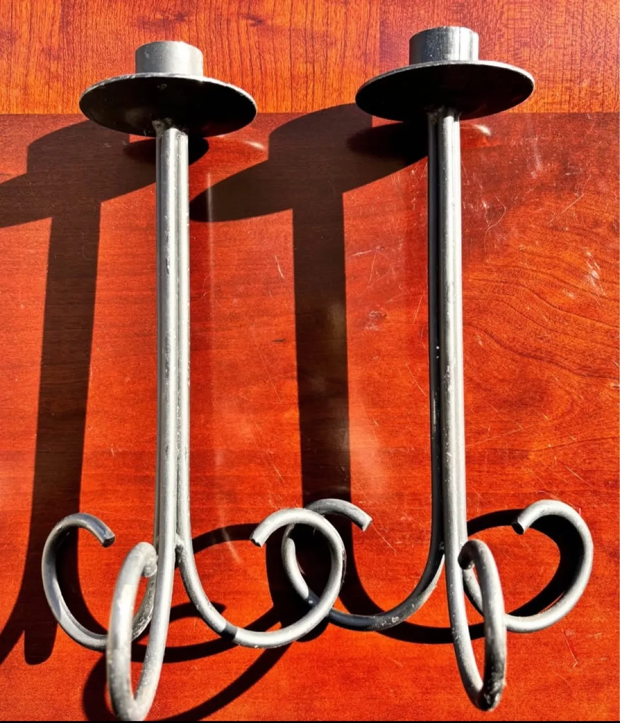 Vintage Wrought Iron Taper Candle Holders, Set of 2 image indicator(4)