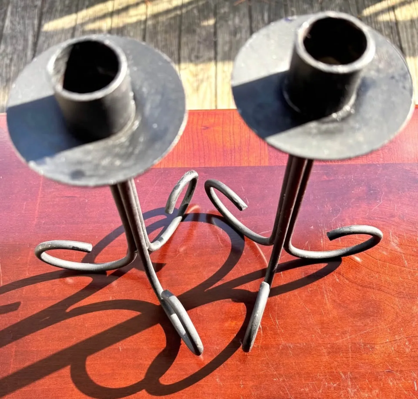 Vintage Wrought Iron Taper Candle Holders, Set of 2 image indicator(3)