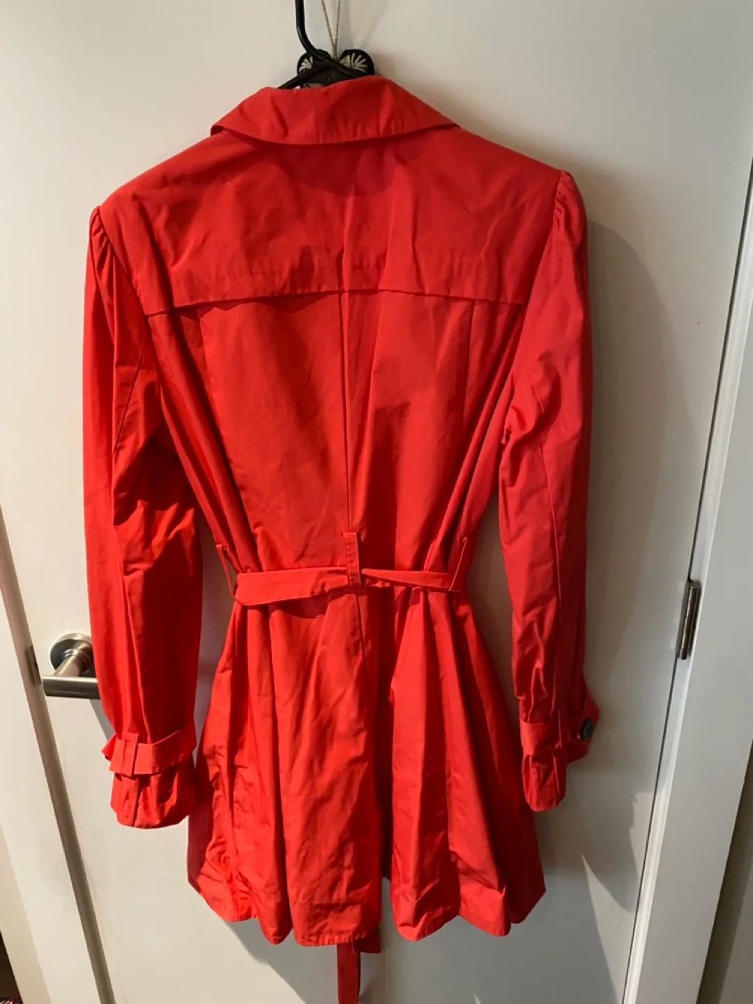 bebe Red Trench Coat - Size L fits like a medium image indicator(3)