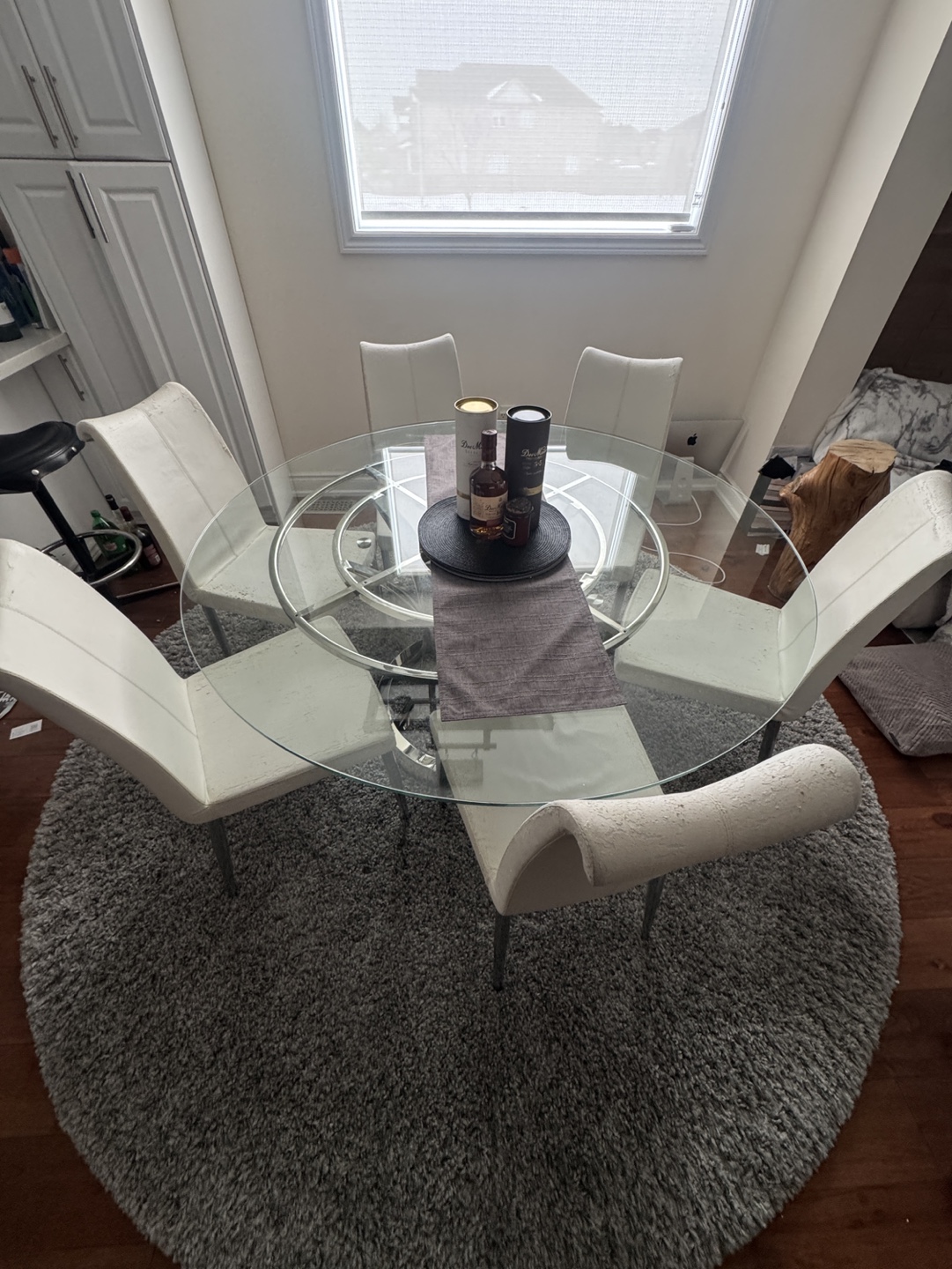 Glass Dining Table and 6 Chairs Set