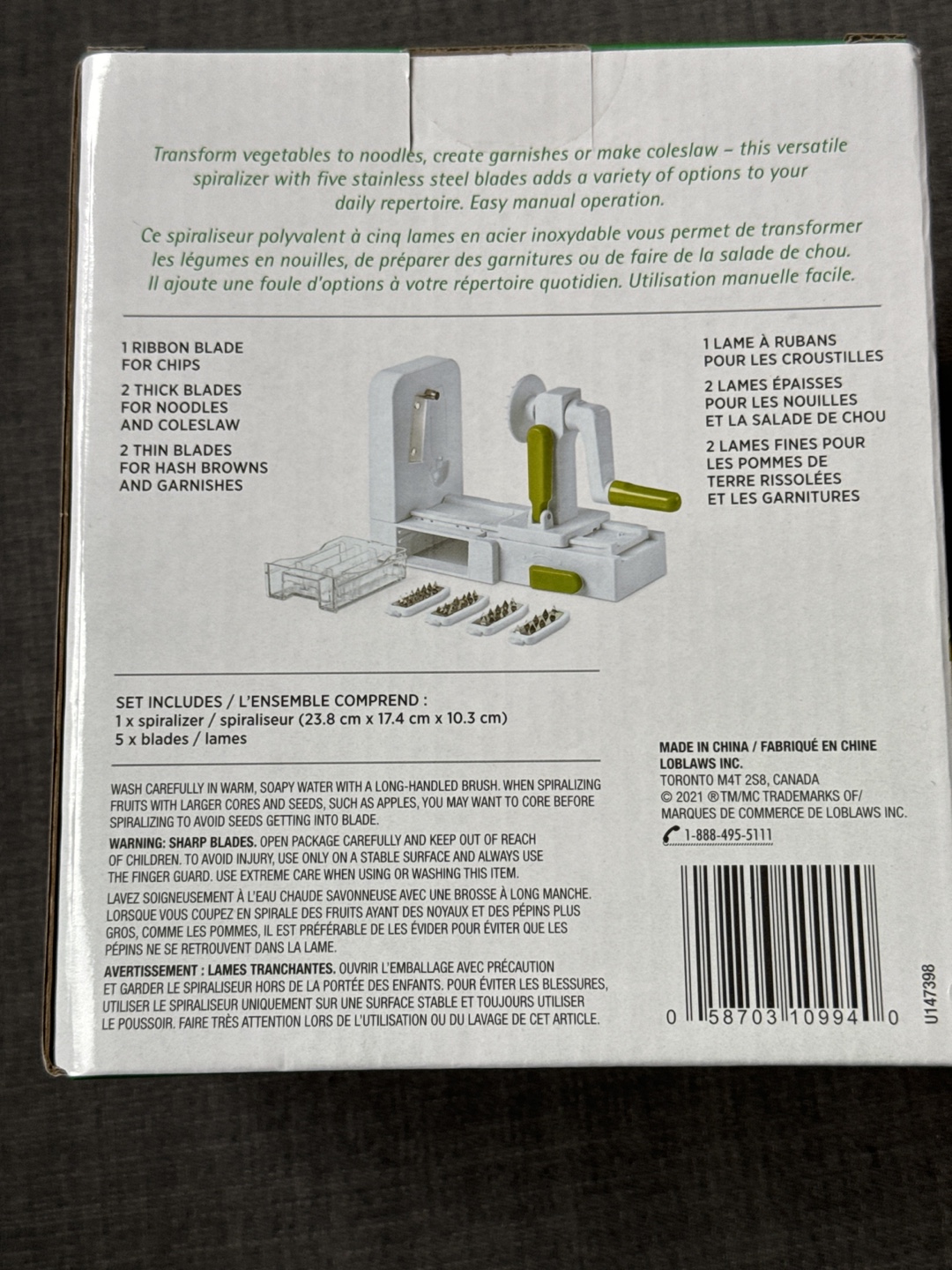 President's Choice 5-Blade Spiralizer (New Boxed) - photo 4