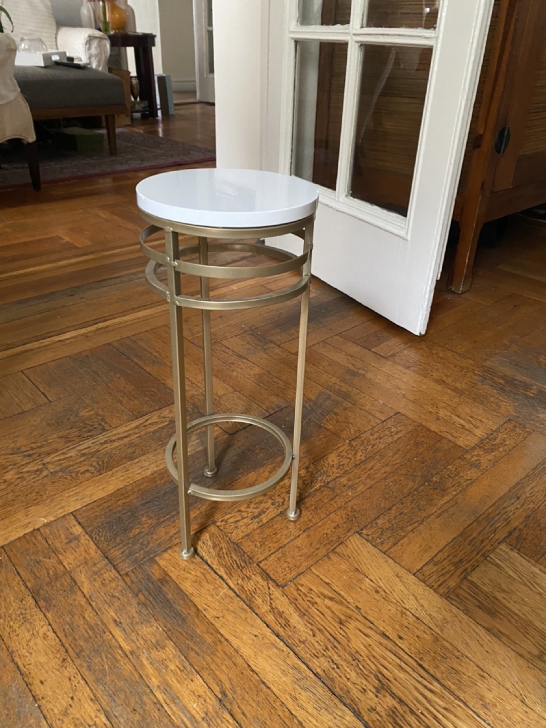 Gold Metal Accent Table with White Top