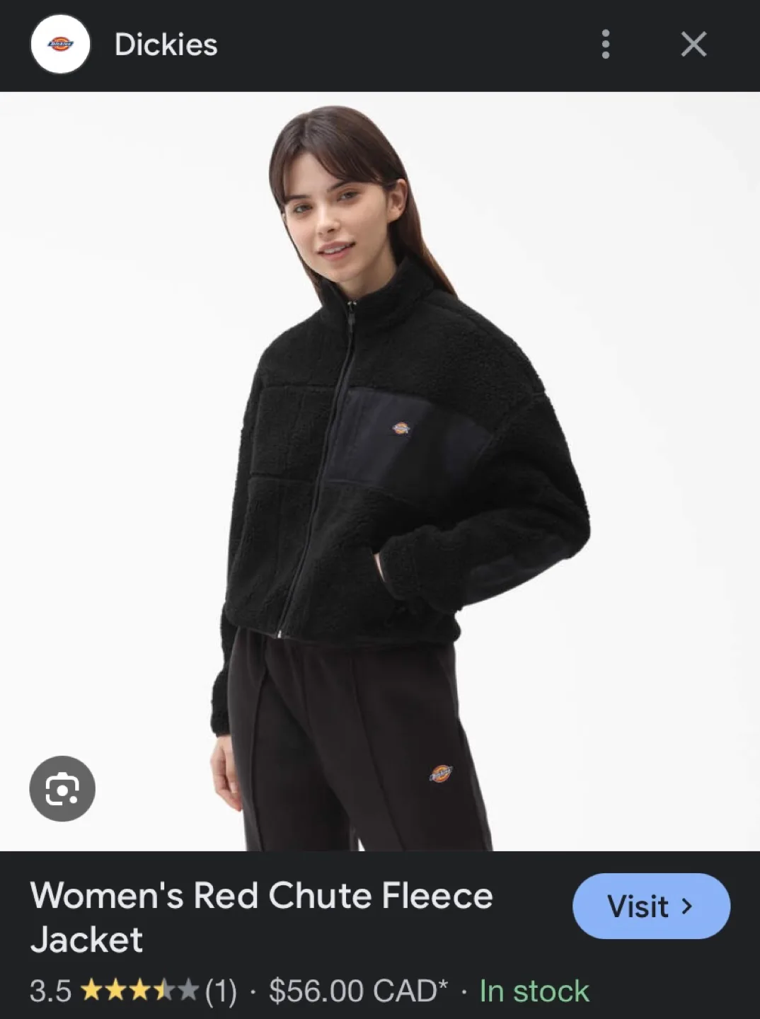 Dickies Women’s Black Fleece Jacket - Size Medium image indicator(6)