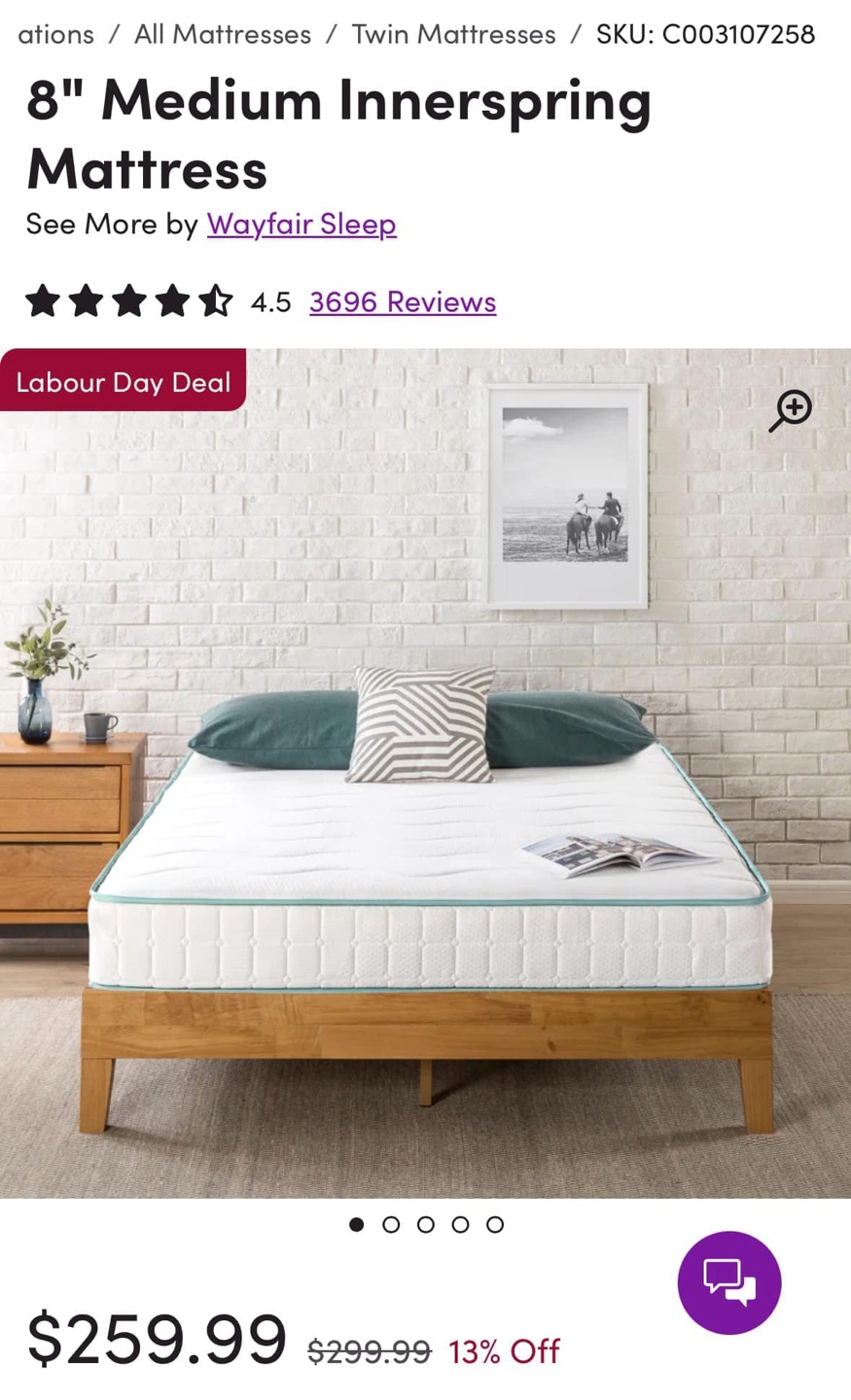Full Mattress - 8" Medium Innerspring