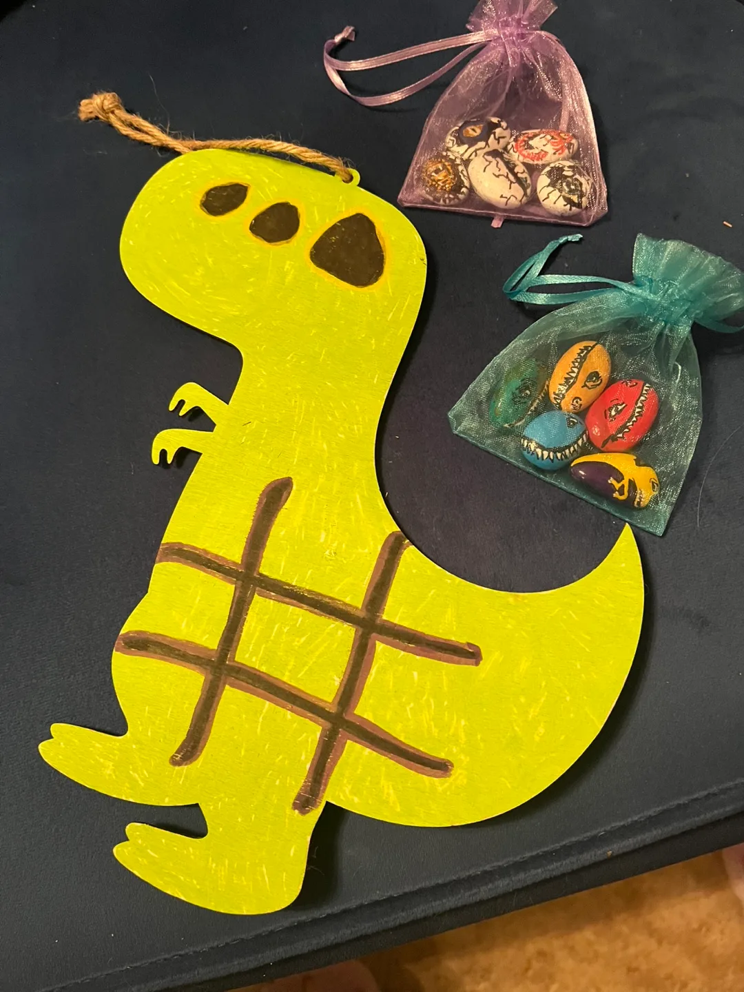 Hand-painted Dinosaur Skeleton with Painted Rocks image indicator(3)